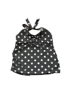 Oh Baby motherhood Maternity Black White Stripe Polka Dot Swim Suit Top Ruched L